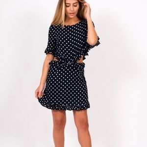 Lucca Couture Short Sleeve Polka Dot Ruffle Dress